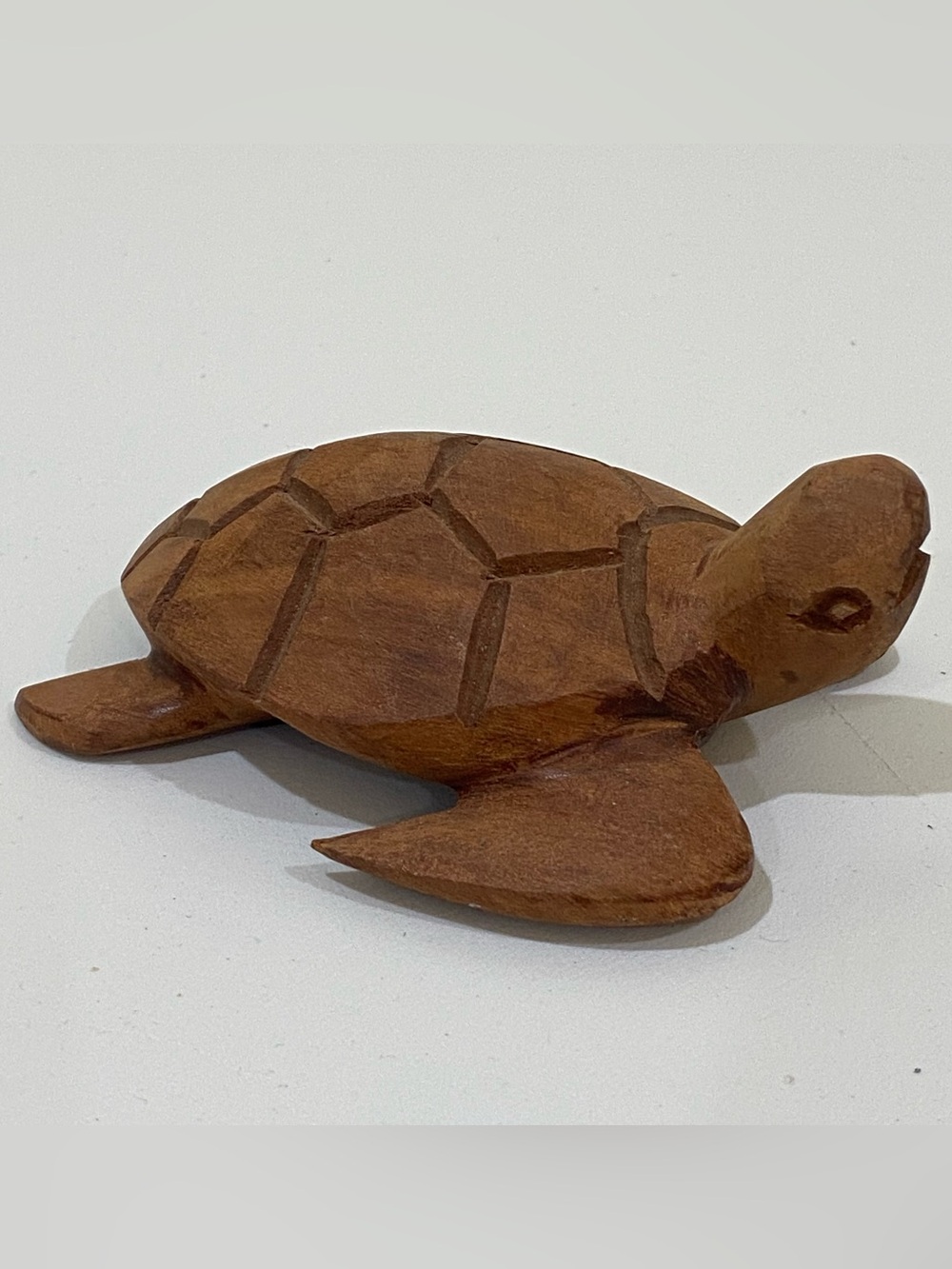 Vintage Wooden Hand Carved Sea Turtle Sculpture Figurine Handmade